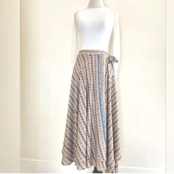 Free People Dresses & Skirts - Women’s Free People Wrap Skirt Geometric Mylticolored MIDI Boho Calm 6